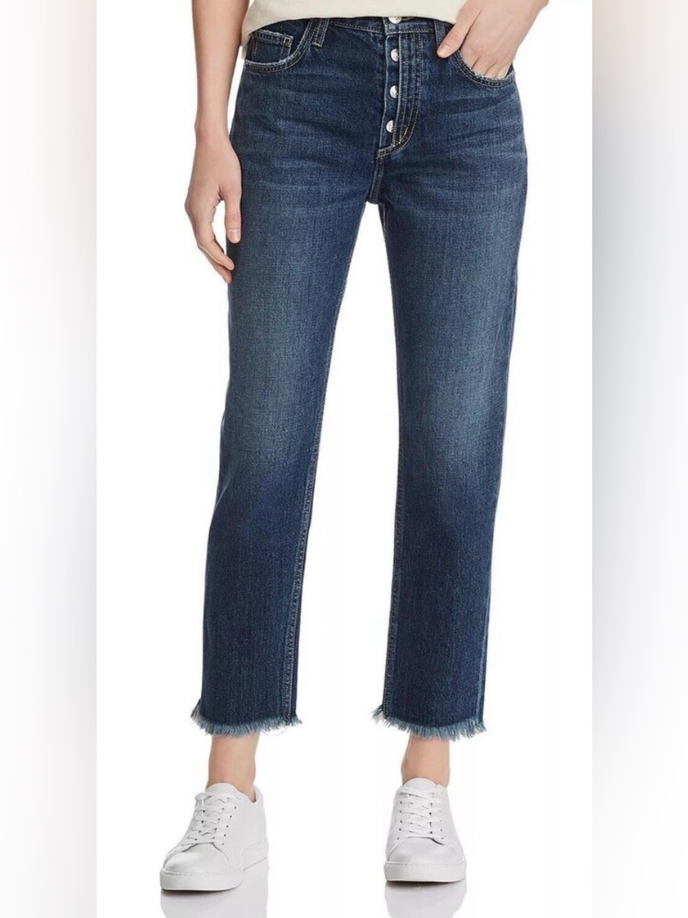 Current/Elliott Women's Straight Leg Jeans in Dark Blue Denim